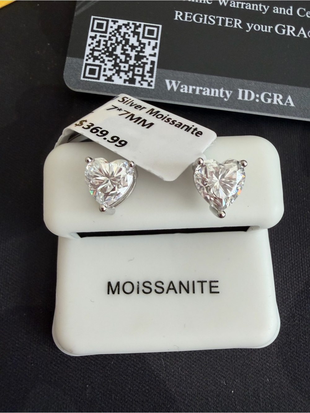 925 Sterling Silver Moissanite Heart Stud Earrings - 2.4 CT, 7MM